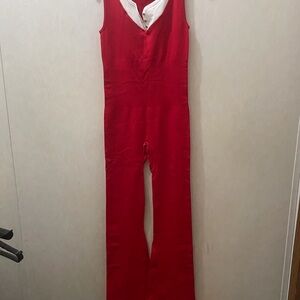Red Sleeveless Jumpsuit